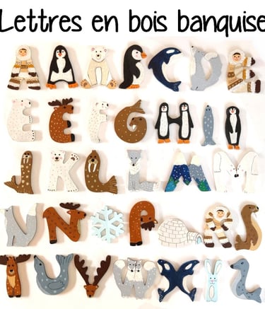 Lettres en bois prénom thème banquise