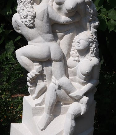 Faith, Hope, Love in Portland Stone by Sarah Liptrot