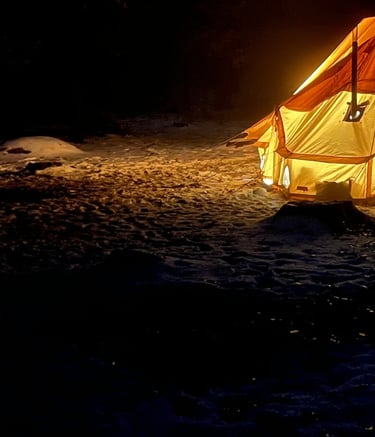 Winter camping can be warm