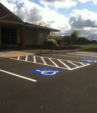 Sealcoating striping ADA markings KeyBank Lewis County WA parking lot