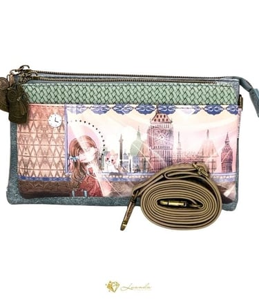 Portefeuille illustré Sweet Candy avec design de Londres et bandoulière amovible