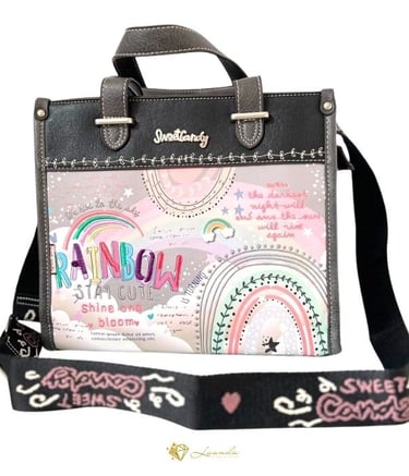 sac sweet candy fille carte vintage marron