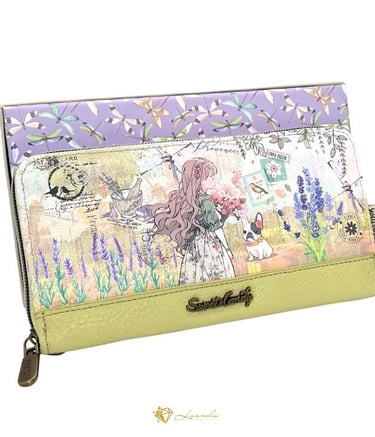 Portefeuille Sweet Candy illustré avec champ de lavande et jeune fille