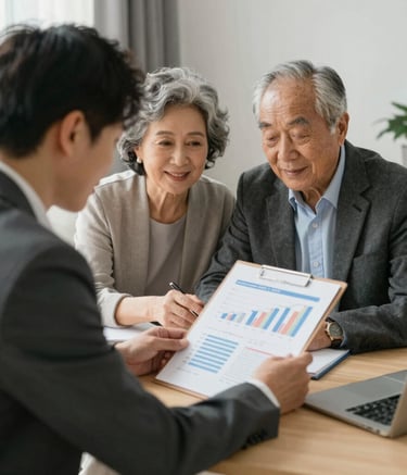 A group of insurance agents discussing strategies in a bright office.