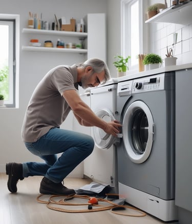 Smiling technician with tools ready to repair home appliances