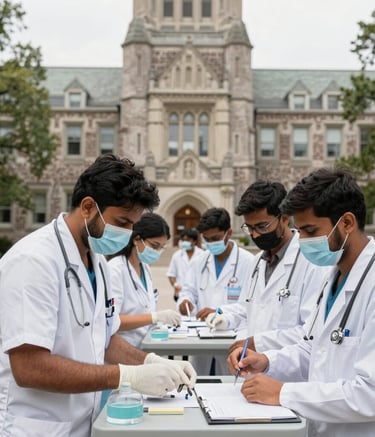 A group photo of successful students celebrating their visa approvals.