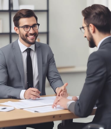 A clinical staffing coordinator reviewing resumes with a healthcare manager.