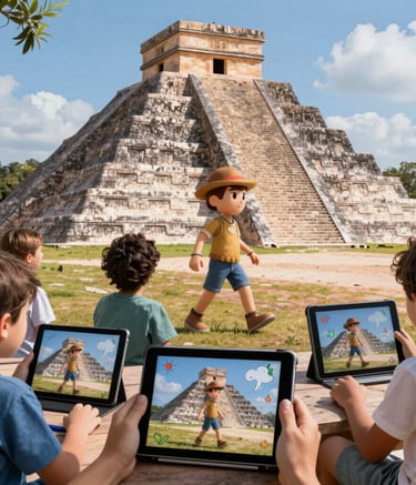 Campers gathered around a campfire discussing AI concepts under the stars.