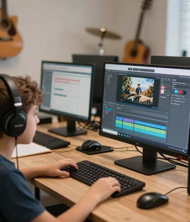 Scenic view of a Mexican historical site with students taking notes and photos.