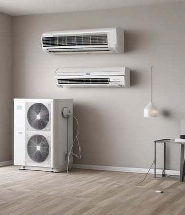 Technician installing a new air conditioning unit outside a family home on a sunny Florida day.