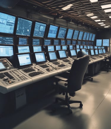 A technician calibrating a water treatment plant control panel at sunrise