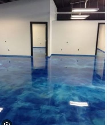 a blue metallic metallic metallic flooring with a metallic floor