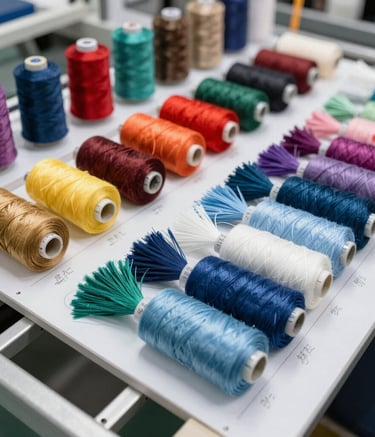 Stacks of personalized clothing ready for delivery with custom tags.