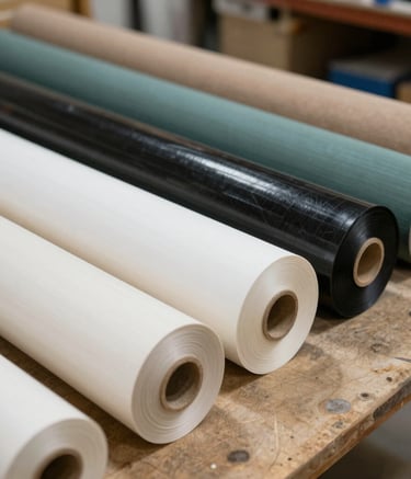 Close-up of a vibrant embroidered logo on a denim jacket in a cozy workshop.