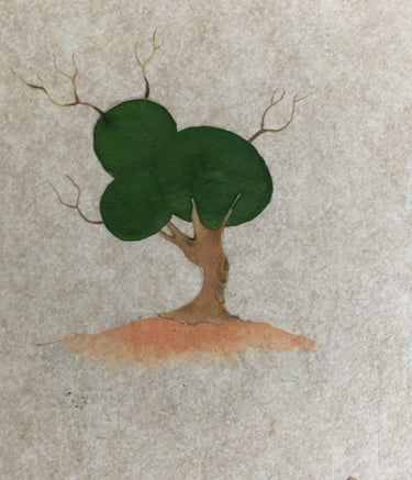 Agaç Çalışması Minyatür Deneme sulu boya ve tonlama çalışması