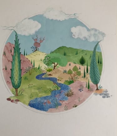 Doğa Çalışması Minyatür Deneme sulu boya ve tonlama çalışması