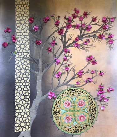 Agaç-madolyon katı ve tezhip çalışması