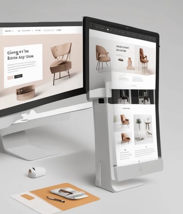 Close-up of a modern website homepage on a laptop with blue and gray color scheme.