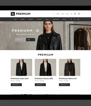 A sleek website layout on a laptop screen with modern graphic elements