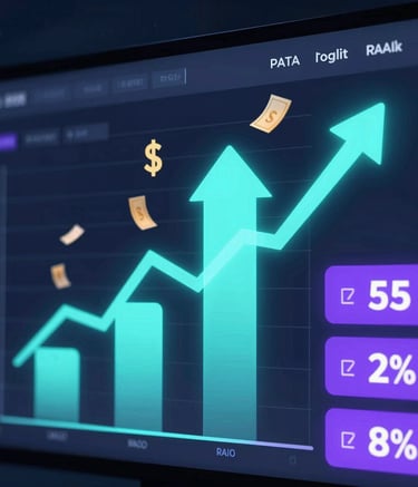 Futuristic AI-driven digital human interacting in a sleek cyber-corporate environment.