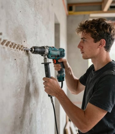 Close-up of an electrician installing modern wiring in a residential home
