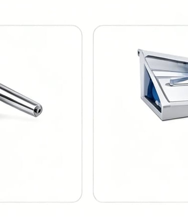 Collection of industrial hardware including metal fittings, fans, and glass mounting brackets.