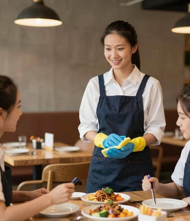 Chefs collaborating in a vibrant kitchen setting.