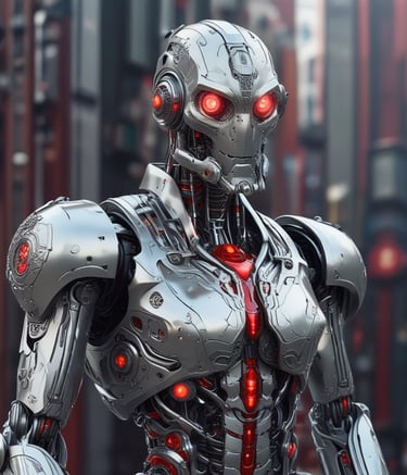 A futuristic cityscape at dusk with vibrant neon signs representing tech innovation.