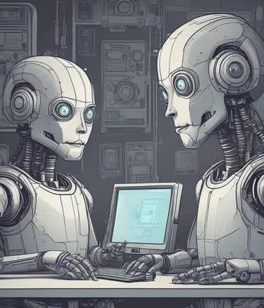 A sleek, futuristic workspace glowing with neon lights and digital screens displaying social media analytics.