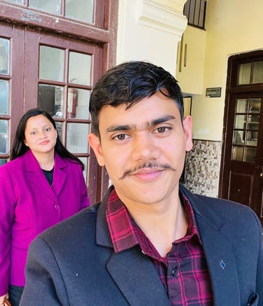 a man and woman standing in front of a door