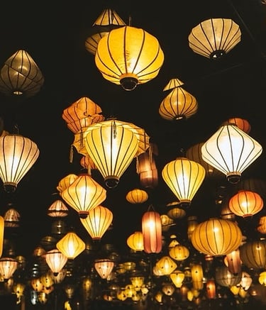 Image of lamps hanging from ceiling.