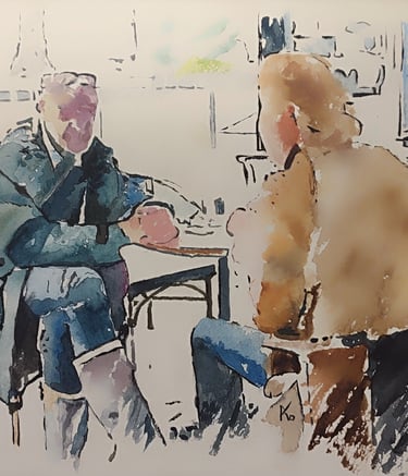 Deux hommes au café