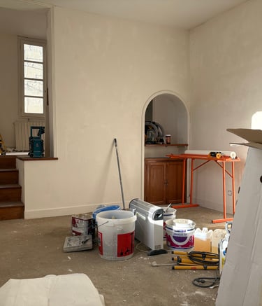 Pièce sur un palier en travaux