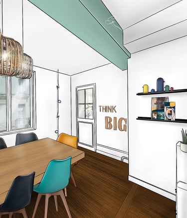 Salle de réunion avec inscription "Think Big"