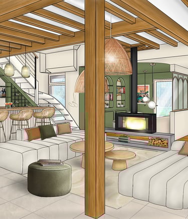 Décoration d'une pièce de vie sur procreate dans le style scandinave
