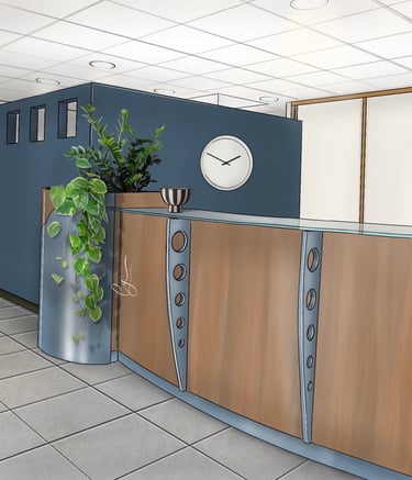 Banque d'accueil Initio redecorée
