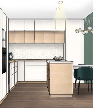 Cuisine IKEA avec ilot central et niche