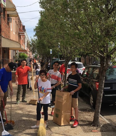 Gereja NLPC Philadelphia membersihkan jalan, pelayanan masyarakat, community service, street cleanin