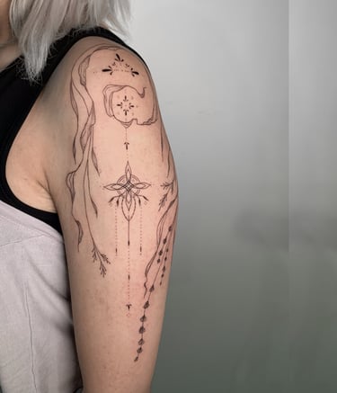 fineline tattoo brazo cusco peru
