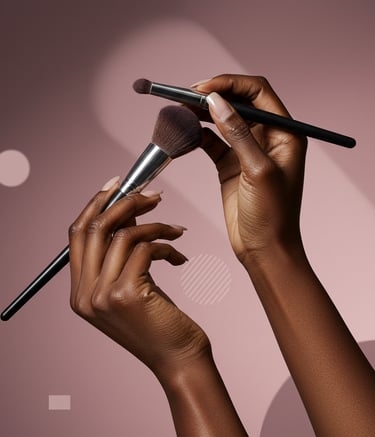 a woman's hands holding a makeup brush