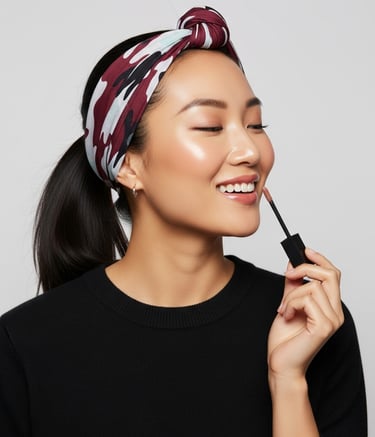 Woman applying lip gloss