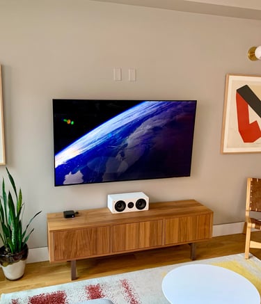 Living room with smart TV wiring — TrinityLinc smart home Ontario