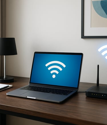 Home office with Wi-Fi router — TrinityLinc networking Ontario