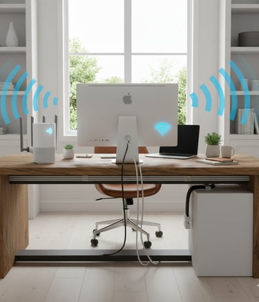 Home office with Wi-Fi router — TrinityLinc networking Ontario