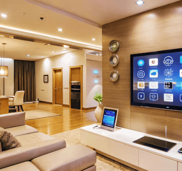 Living room with smart TV wiring — TrinityLinc smart home Ontario