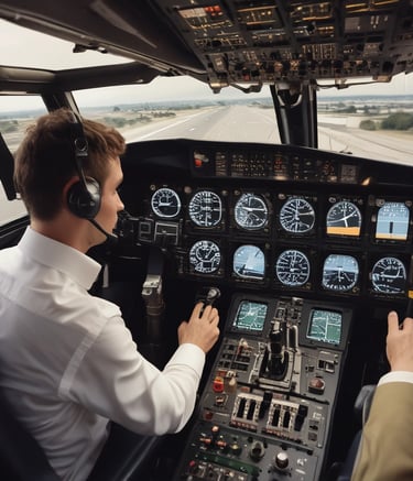A group of aviation trainees engaged in a practical training session.