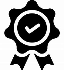 a black and white award ribbon with a clock