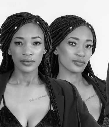 Photo editing of a young black woman with braided hair