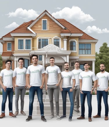 A team of professionals analyzing property listings together.