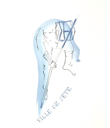 ink drawing jouteur Sète France